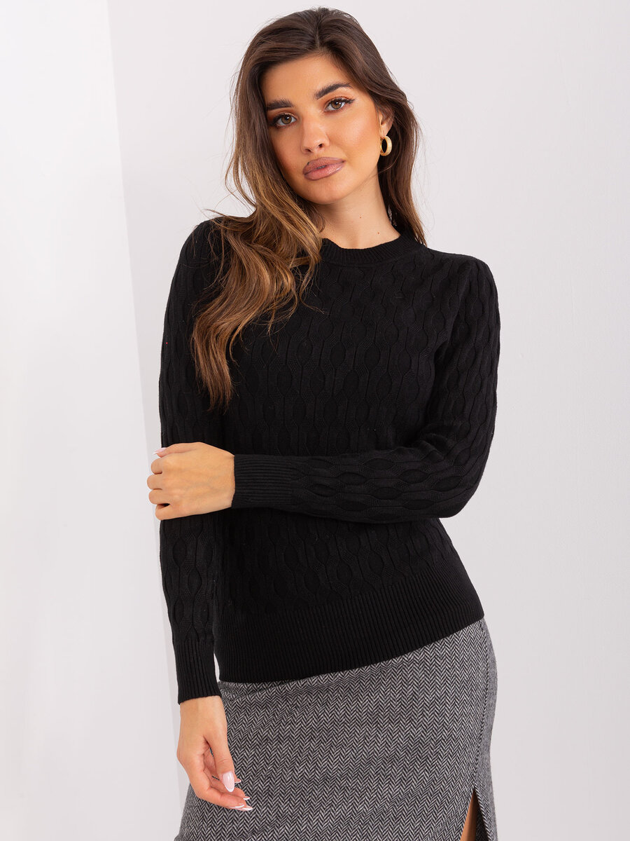 Černý dámský svetr z bavlny FPrice, jedna velikost i523_2016103472079