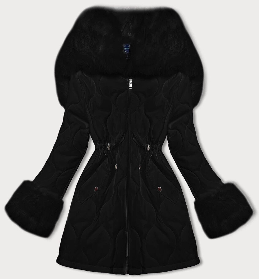 Kožešinová bunda na zimu Ann Gissy, odcienie czerni S (36) i392_23133-46