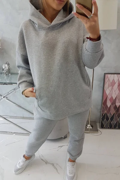 Zateplený šedý set s kapucí K-Fashion