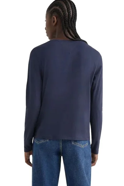 Modré dámské tričko s dlouhým rukávem od Tommy Hilfiger