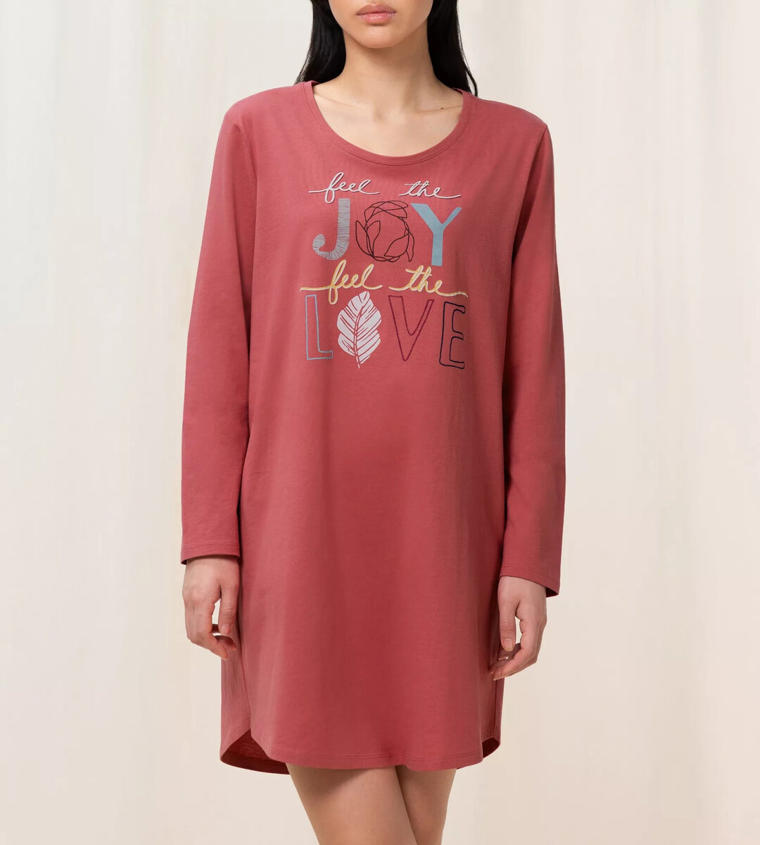 Dámská noční košile Nightdresses NDK 3DA7K LSL X - Triumph, kombinace temně růžové (M020) 0036 i147_19719343