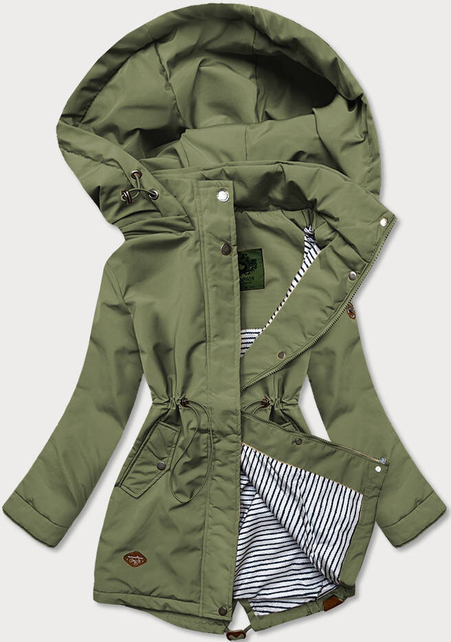 Bunda pro ženy v khaki barvě s kapucí T19328 CANADA Mountain, odcienie zieleni XXL (44) i392_19992-48