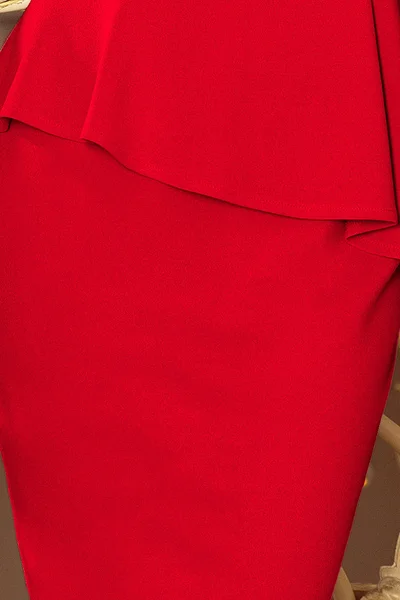 Dámské elegantní červené midi šaty s volánkem 5 model 51727