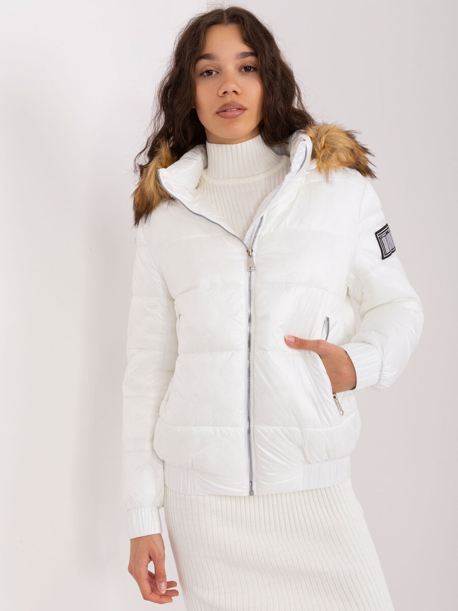 Zimní bílá bunda pro ženy s odnímatelnou kapucí - FPrice, L i523_2016103480777