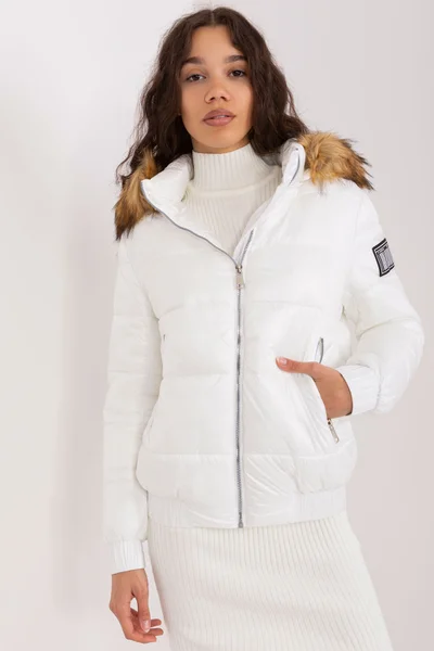 Zimní bílá bunda pro ženy s odnímatelnou kapucí - FPrice