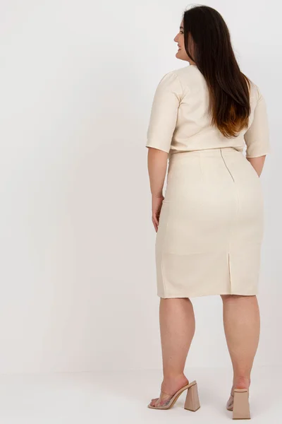 Beige Plus Size Třpytivá Sukně Elegantní Styl