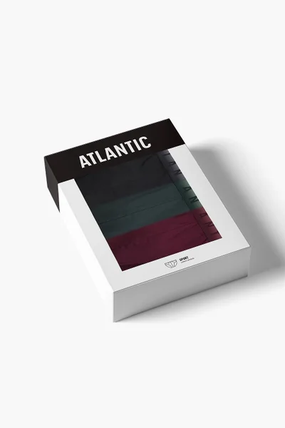 Pánské slipy Atlantic kaštanově-černo-zelené - 3ks