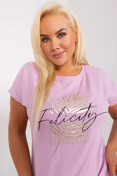 Violetová plus size dámská halenka s aplikací - FPrice