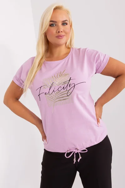 Violetová plus size dámská halenka s aplikací - FPrice