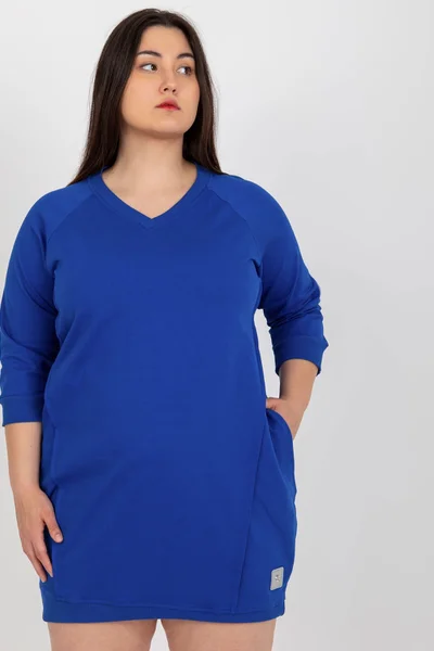 Kobaltové plus size šaty RV SK 3/4