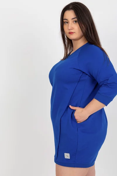 Kobaltové plus size šaty RV SK 3/4