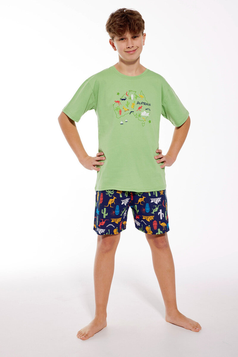 Zelené chlapecké pyžamo KIDS KR s krátkým rukávem, zelená 128 i170_KD-789-128-000016-113
