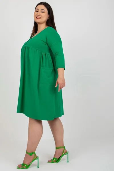 Zelené plus size bavlněné šaty FPrice