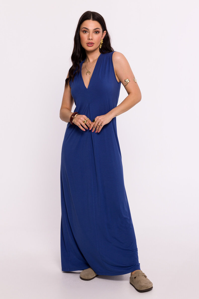 Viskózové maxi modré šaty Venuše, Xl i240_193677_2:XL