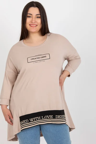 Bežová plus size mikinová tunika - Pohodlná elegance pro každý den