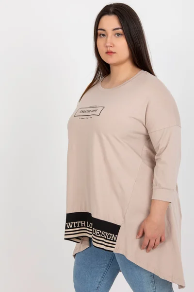 Bežová plus size mikinová tunika - Pohodlná elegance pro každý den