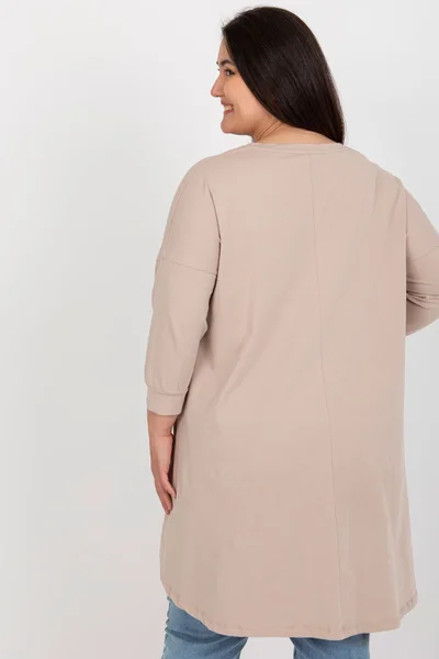 Bežová plus size mikinová tunika - Pohodlná elegance pro každý den