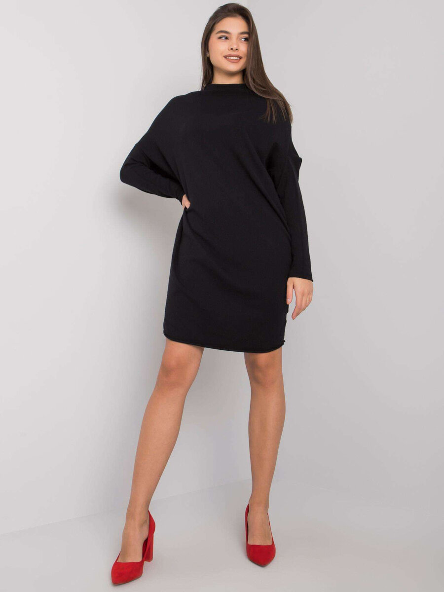 Dámské OCH BELLA Černé pletené šaty FPrice, jedna velikost i523_2016103066070