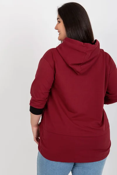 Kaštanová dámská mikina plus size s nápisem - FPrice