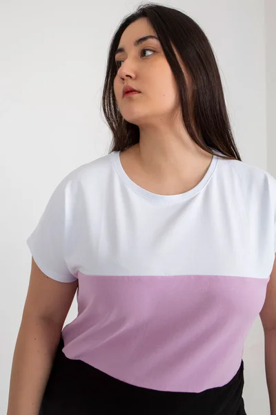 Průsvitná fialová dámská halenka plus size s pruhy - RV-BZ-8778