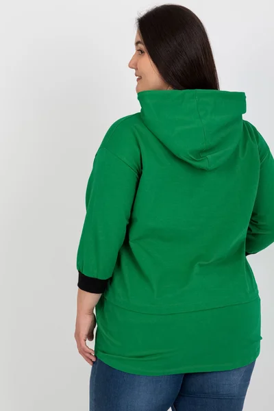 Zelená bavlněná plus size mikina s nápisem