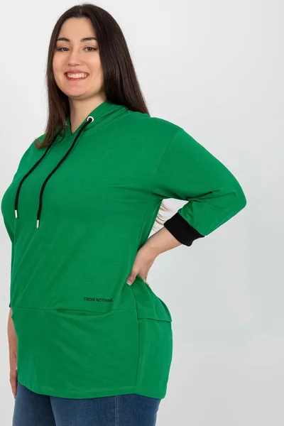 Zelená bavlněná plus size mikina s nápisem