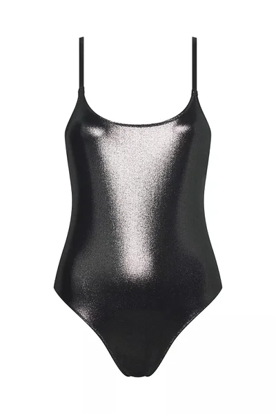 Dámské černé lesklé jednodílné plavky SCOOP BACK ONE PIECE Calvin Klein