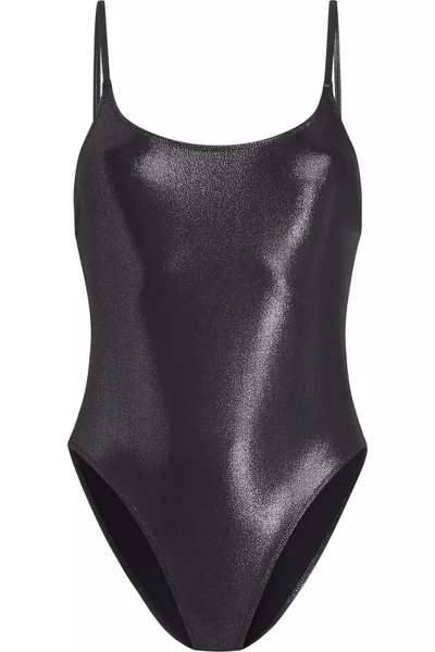 Dámské černé lesklé jednodílné plavky SCOOP BACK ONE PIECE Calvin Klein