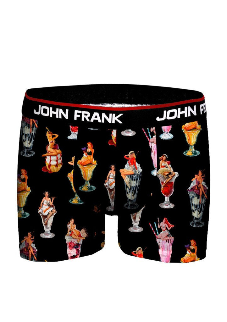 Pánské boxerky John Frank s potiskem, černá XL i321_36740-268463