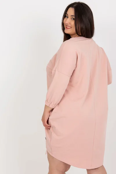 Růžová plus size tunika s aplikací