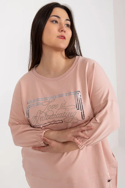 Růžová plus size tunika s aplikací