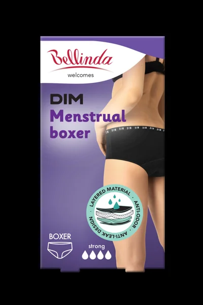 Noční i denní menstruační kalhotky (boxerky) MENSTRUAL BOXER STRONG - Bellinda - černá