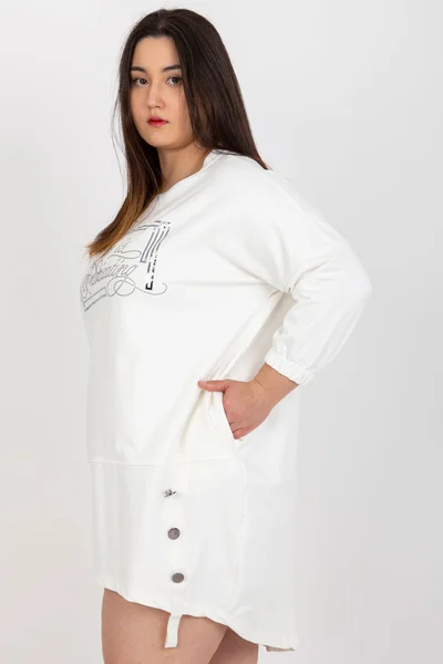 Krémová Plus Size Tunika s Ozdobnými Knoflíky