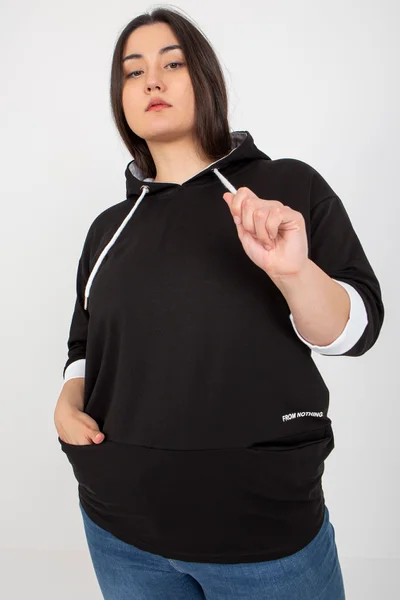 Černá plus size mikina s kapsami - Ležérní sportovní tunika