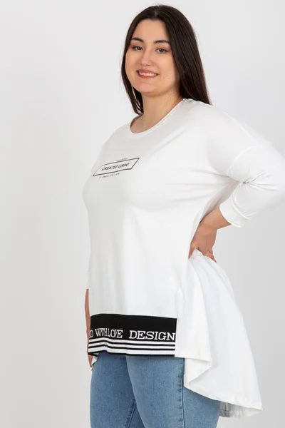 Krémová plus size tunika s 3/4 rukávy - Model RV-TU-7779