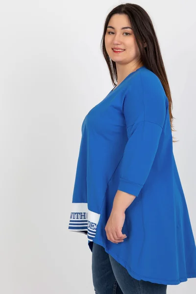 Modrá asymetrická plus size tunika - FPrice