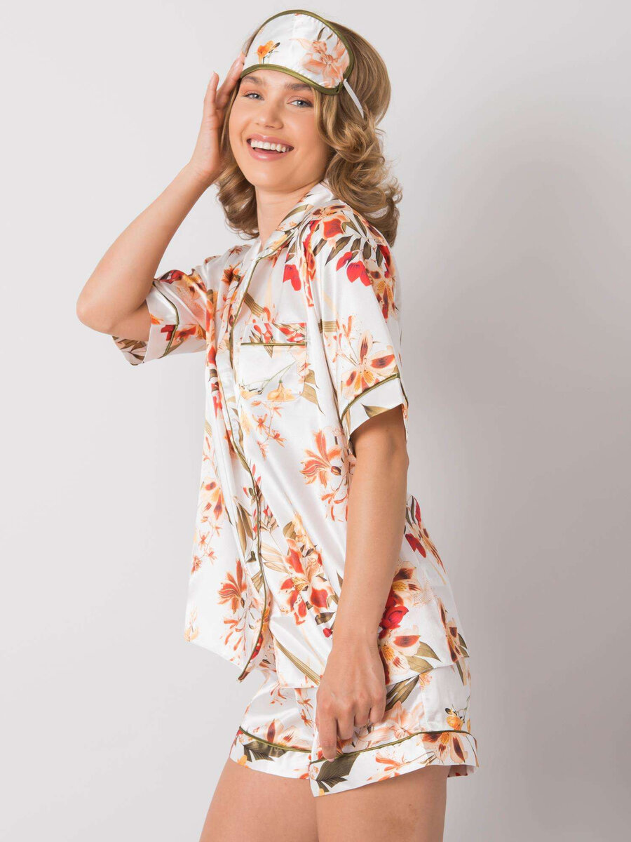 Květinové pyžamo pro ženy s páska na oči - Bílá noc, Mix barev XL i10_P65394_1:2128_2:93_