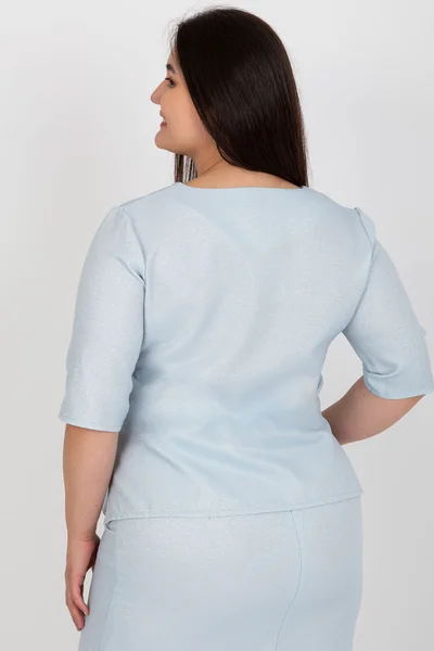 Modrá plus size elegantní dámská halenka pro práci a večer - LK BZ 506692