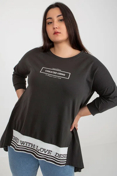 Khaki Plus Size Tunika s Gumičkou - FPrice