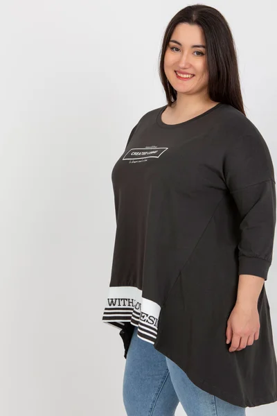 Khaki Plus Size Tunika s Gumičkou - FPrice