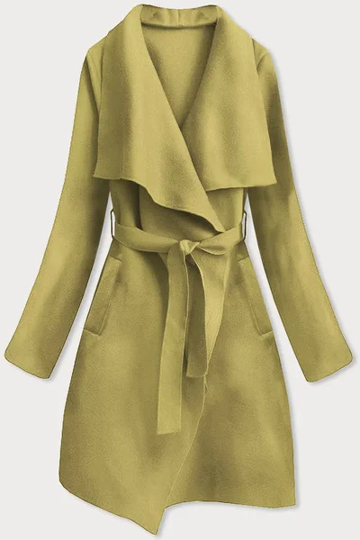 Minimalistický dámský kabát v olivové barvě 729 MADE IN ITALY