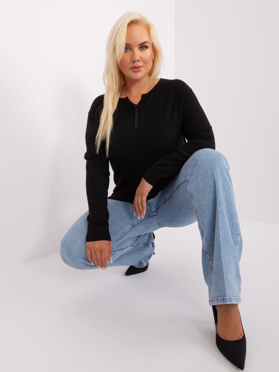 Dámský černý plus size svetr FPrice, XL/XXL i523_2016103451364