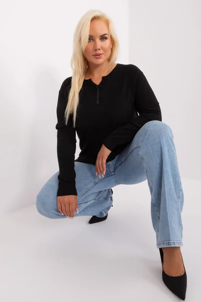 Dámský černý plus size svetr FPrice