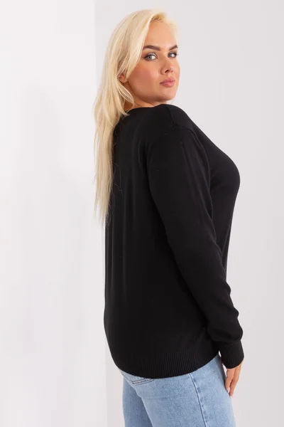 Dámský černý plus size svetr FPrice