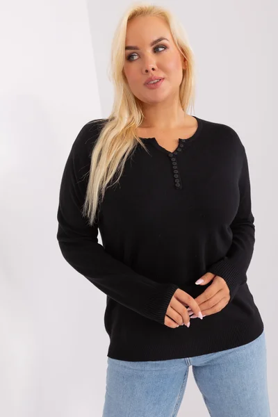 Dámský černý plus size svetr FPrice