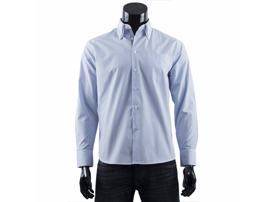 Pánská košile s proužkem s dlrukávem - L9129 - Gemini, světle modrá s bílou XL i10_P55905_1:1346_2:93_