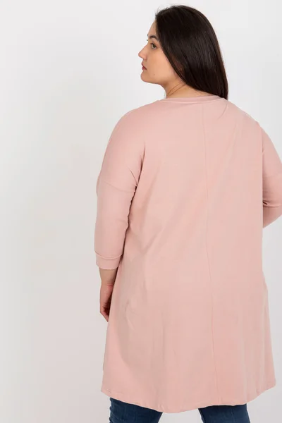 Růžová plus size tunika s 3/4 rukávy - Letní svěžest