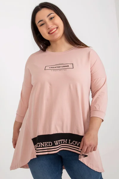 Růžová plus size tunika s 3/4 rukávy - Letní svěžest