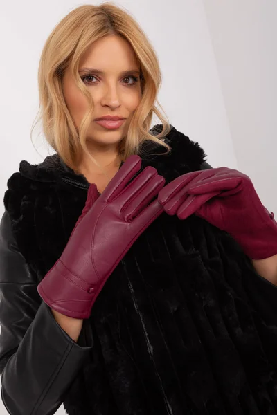 Kvalitní bordó rukavice od FPrice s hladkým vzorem