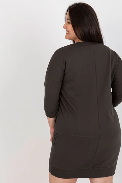 Khaki plus size tunika s potiskem - RV-TU-8152